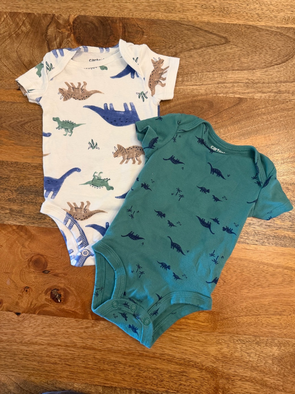 Carter's Green and White Dinosaur Two-Piece Bodysuit Set